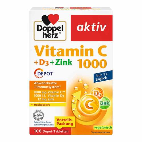 Doppelherz Vitamin C 1000 + D3 + Zink Depot Tabletten - 1