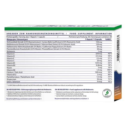 Revisleep Pro Schlafunterst&uuml;tzung mit Melatonin Kapseln  - 3