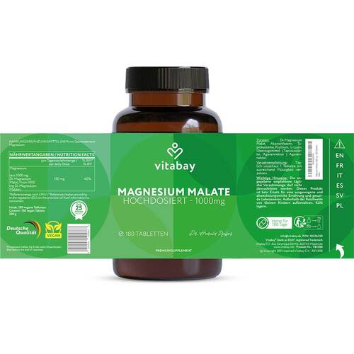 Magnesium Malate 1000 mg vegan hochdosiert Tabletten - 3