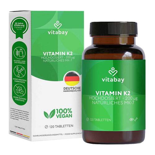 Vitamin K2 200 µg MK-7 vegan hochdosiert Tabletten - 1