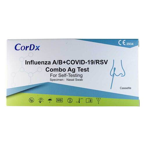 Cordx Influenza A / B + Covid-19 / RSV Combo Ag Laie Kombi Nasentest - 1