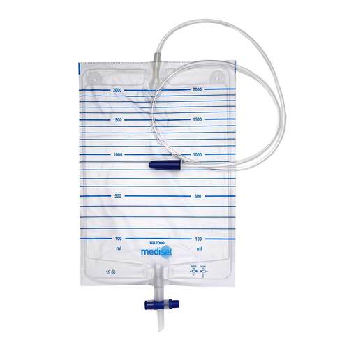 Bettbeutel 2 l unsteril R&uuml;cklaufsperre Ablassven.120cm - 1