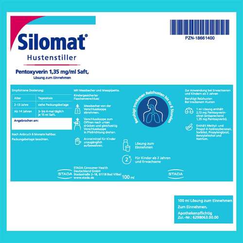 Silomat Hustenstiller Pentoxyverin 1,35 mg / ml Saft - 10