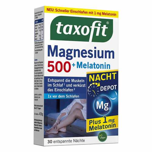 Taxofit Magnesium 500 Nacht + Melatonin Tabletten - 1