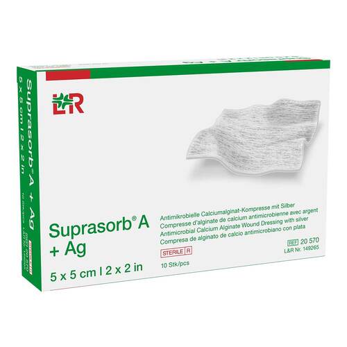 Suprasorb A + Ag Antimik.Cal.Alginat Kompresse 5x5 cm - 1