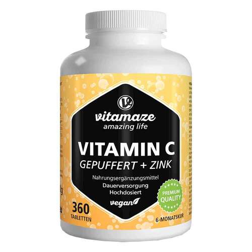 Vitamin C Gepuffert 1000 mg hochdosiert + Zink Tabletten  - 1