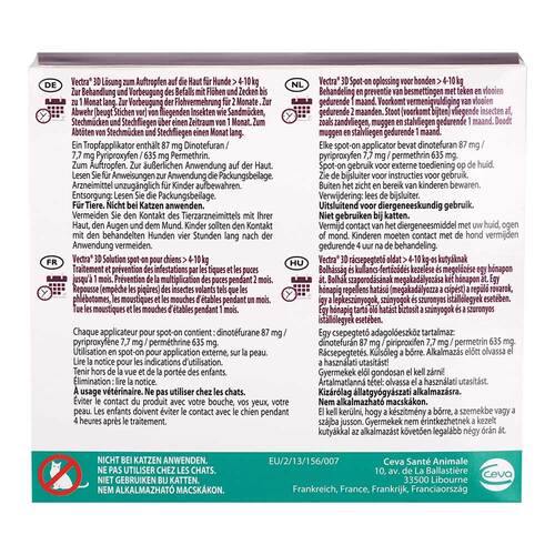 Vectra 3D Lösung z.Auftro.a.d.Haut für Hunde ü.4 - 10 kg - 2