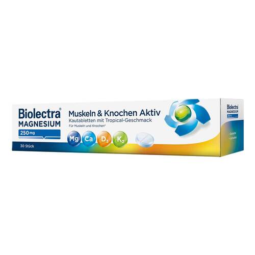 Biolectra Magnesium 250 mg Muskeln &amp; Knochen Aktiv Kautabletten - 1