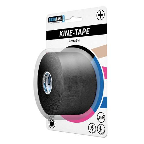 Kine-Tape latexfrei Buddycare med 5cmx5m schwarz - 2