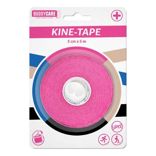 Kine-Tape latexfrei Buddycare med 5cmx5m pinkrosa - 1