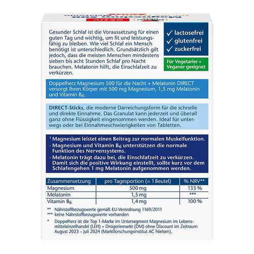 Doppelherz Magnesium 500 f&uuml;r die Nacht + Melatonin Direct - 2