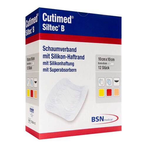 Cutimed Siltec B Schaumverband 10x10 cm mit Haftrand  - 1