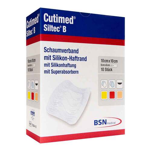 Cutimed Siltec B Schaumverband 10x10 cm mit Haftrand  - 1