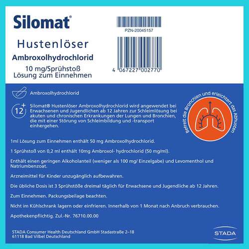 Silomat Hustenl&ouml;ser Ambroxol 10mg / Spr&uuml;.L&ouml;sung zum Einnehmen  - 9