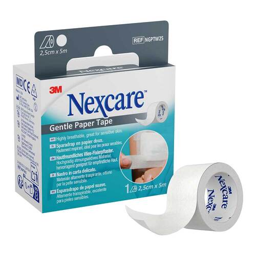 Nexcare Gentle Paper Tape 2,5 cmx5 m wei&szlig; Rolle - 3