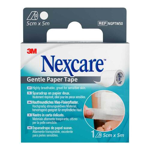 Nexcare Gentle Paper Tape 5 cmx5 m wei&szlig; Rolle - 1