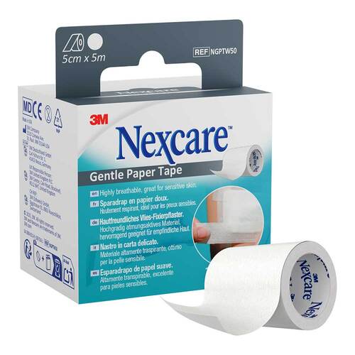 Nexcare Gentle Paper Tape 5 cmx5 m wei&szlig; Rolle - 5