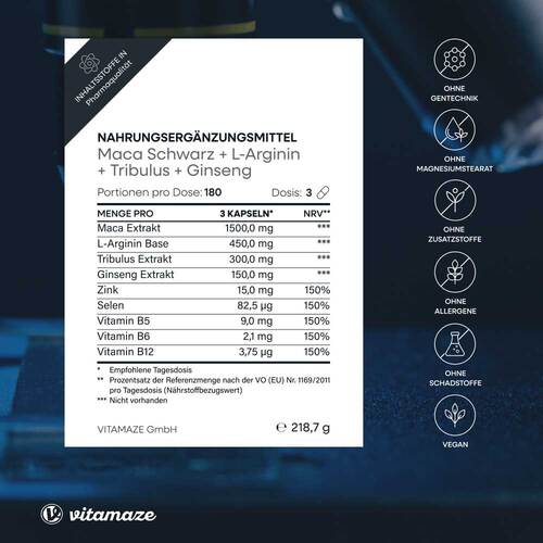 Maca Schwarz + Tribulus + Ginseng Komplex Kapseln - 4