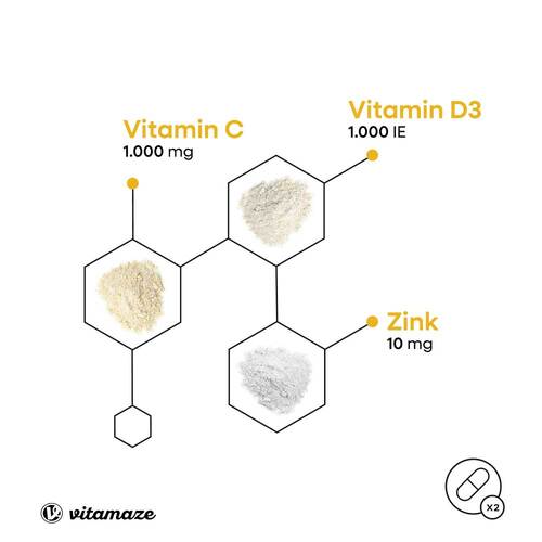 Vitamin C + D3 + Zink Bisglycinat vegetarisch Kapseln - 3
