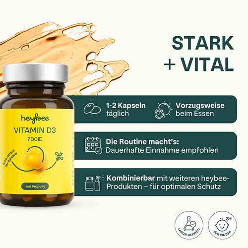 Heybee Vitamin D3 700 I.E. + Propolis Kapseln - 3